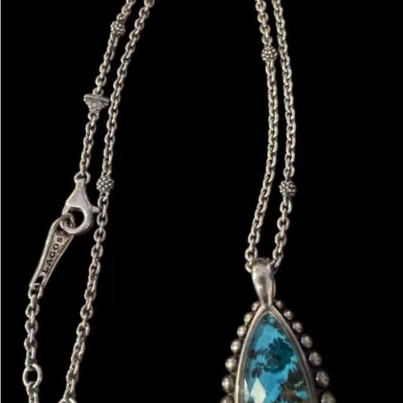 LAGOS Silver Necklace with Turquoise Teardrop Pendant - Picture 5 of 11